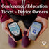 photo of a woman holding a biomodulator pro and plus with the words conference/education ticket - device owners