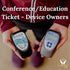 photo of a woman holding a biomodulator pro and plus with the words conference/education ticket - device owners 